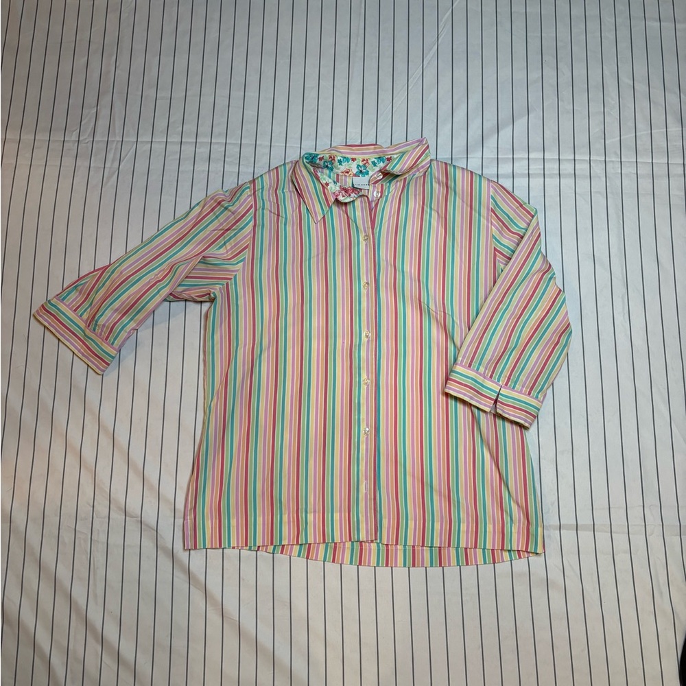Kim Rogers Multicolor Striped Button Down Shirt